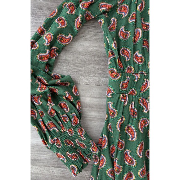 Boden Paisley Jersey Maxi Dress Size 12 Green Long Sleeve - Picture 4 of 8